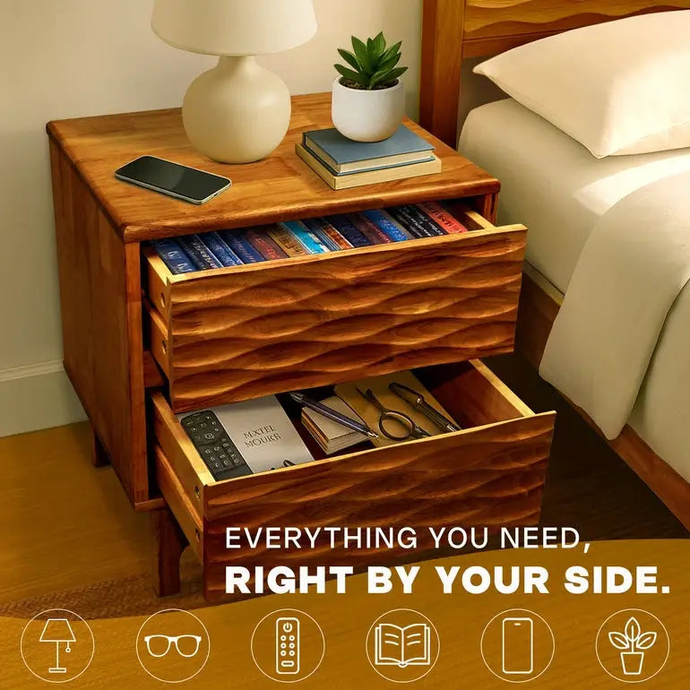 Elara Solid Wood Nightstand - Megsu