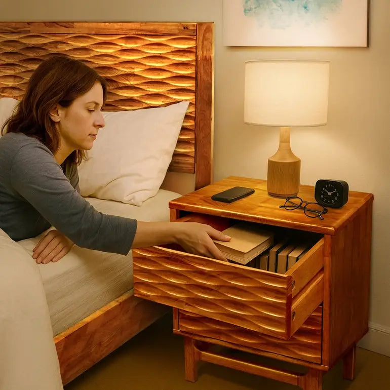 Elara Solid Wood Nightstand - Megsu