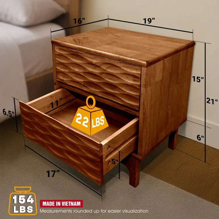 Elara Solid Wood Nightstand - Megsu