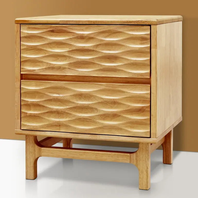 Elara Solid Wood Nightstand - Oak - Megsu