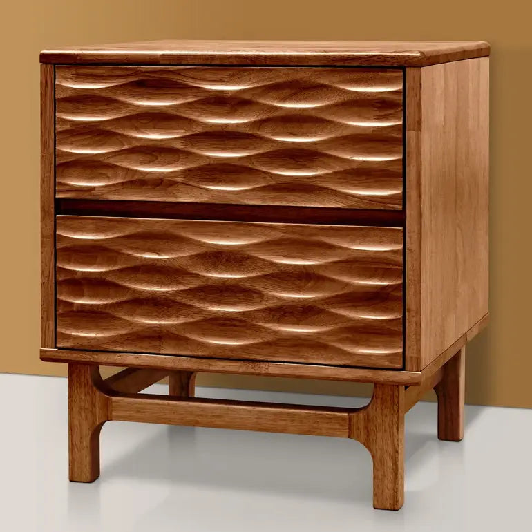 Elara Solid Wood Nightstand - Walnut - Megsu