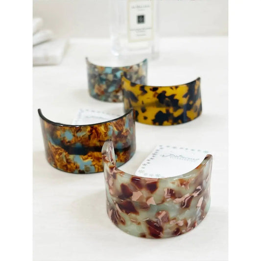 Elastic Ponytail Holder with Tortoise Acrylic Cuff - Love and Repeat