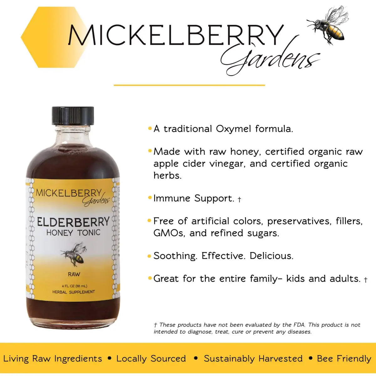 Herbal Honey Tonic - Elderberry - Immunity - Mickelberry Gardens
