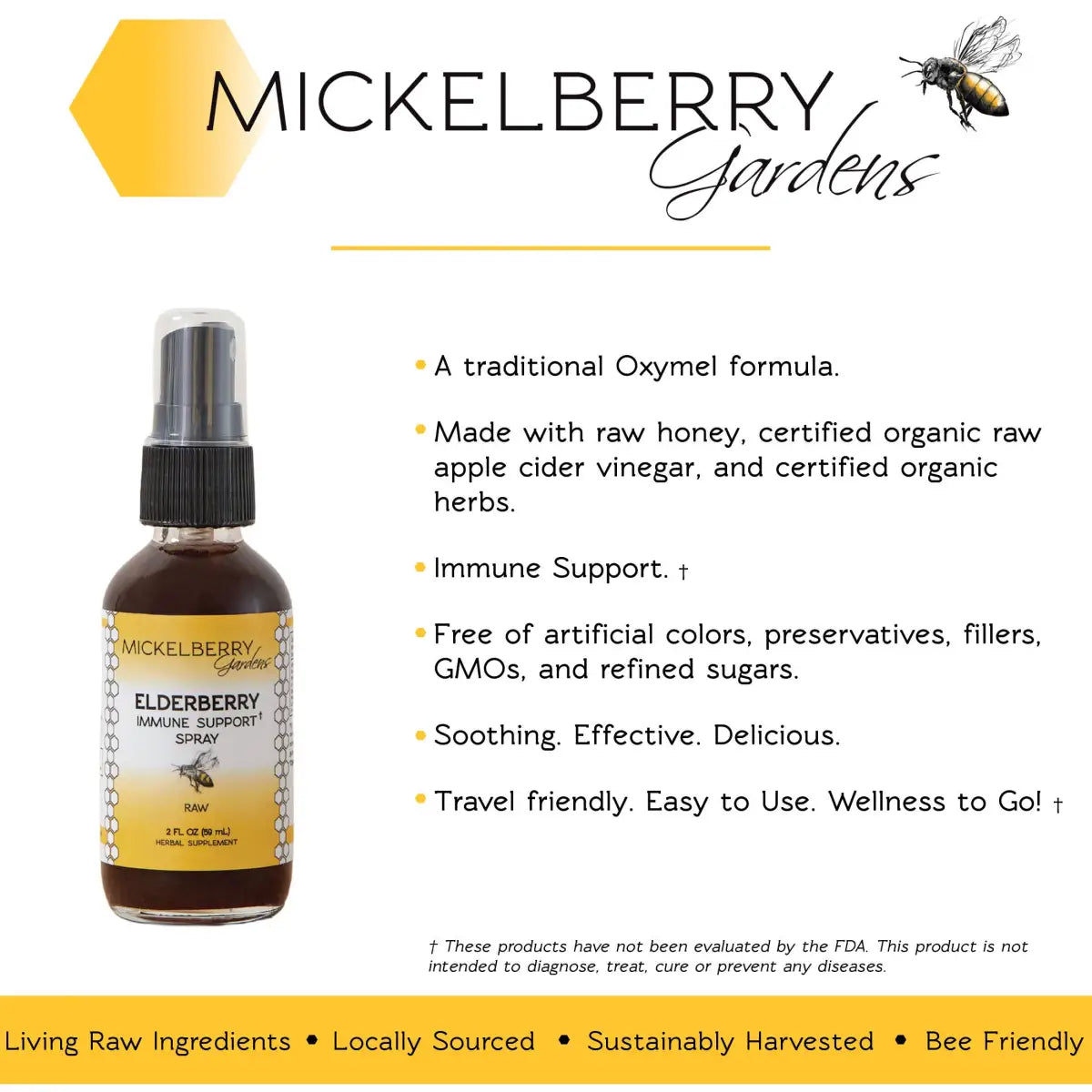 Herbal Honey Tonic Spray - Elderberry - Immune Support - Mickelberry Gardens