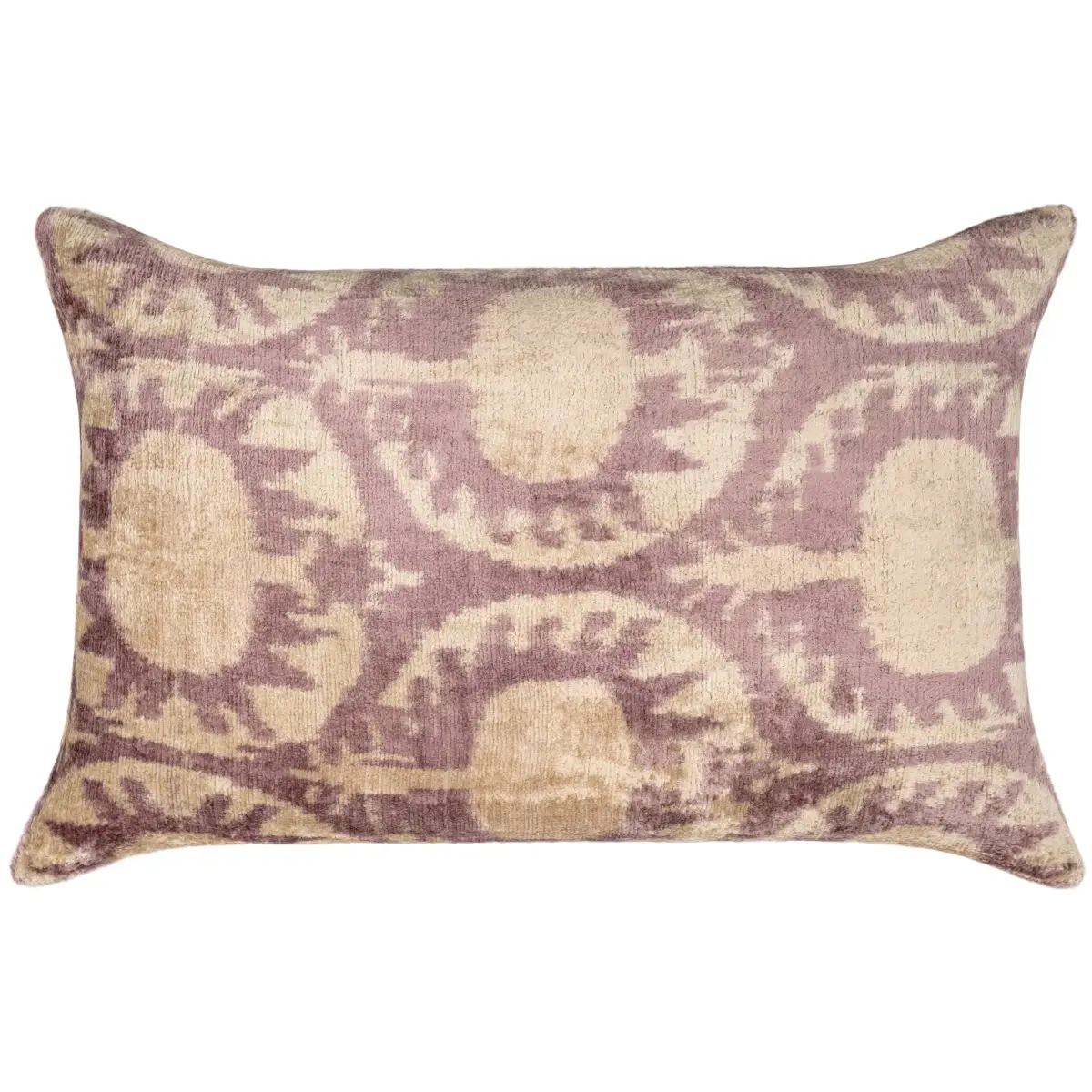 Handmade Ikat Silk Velvet Pillow with Down Insert – Elegant 16x24 - Canvello
