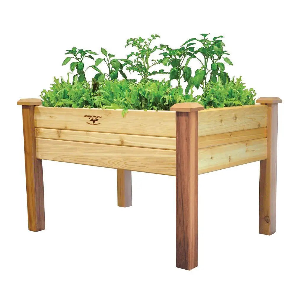 Elevated 2Ft x 4-Ft Cedar Wood Raised Garden Bed Planter Box - Unfinished - HomePacific
