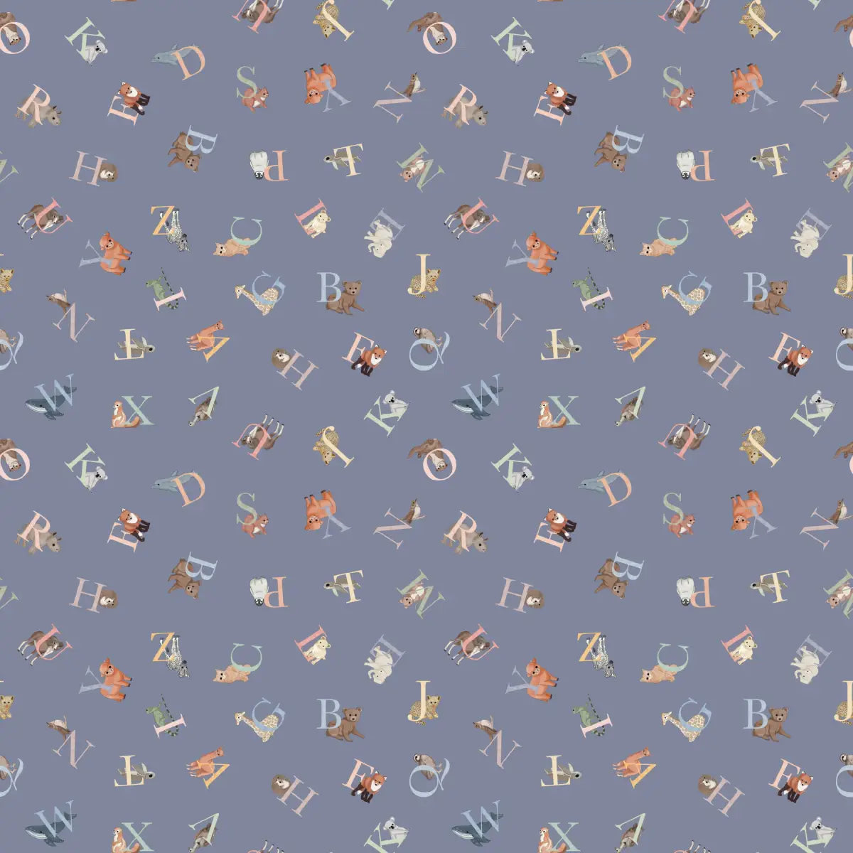 Eli Wallpaper - Alphabet for Kids - by Fede Volpato - Sample 1 foot by 1 foot / Blue - Loomwell Home Goods