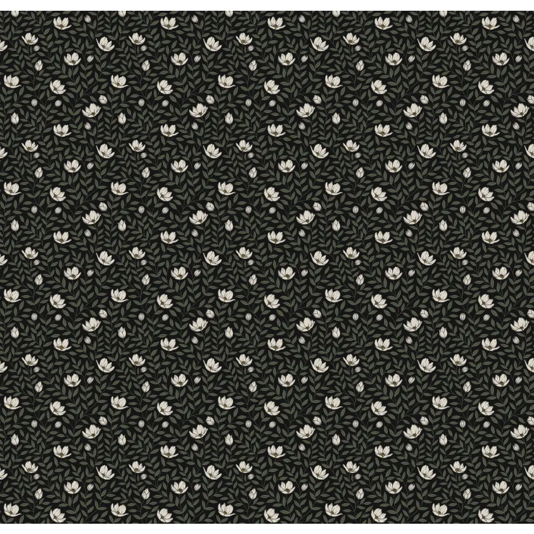Eliana Wallpaper - Sweet Flowers - by Kourtni Gunn - Sample 1 foot by 1 foot / Black - Loomwell Home Goods