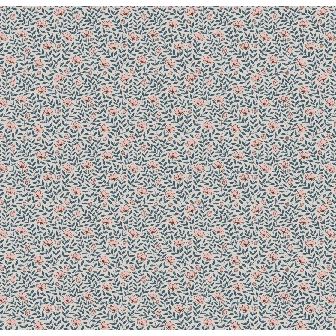 Eliana Wallpaper - Sweet Flowers - by Kourtni Gunn - Sample 1 foot by 1 foot / Blue and Pink - Loomwell Home Goods