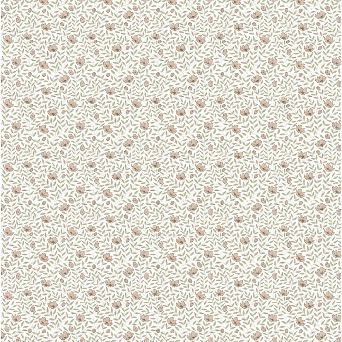 Eliana Wallpaper - Sweet Flowers - by Kourtni Gunn - Sample 1 foot by 1 foot / Green and Beige - Loomwell Home Goods