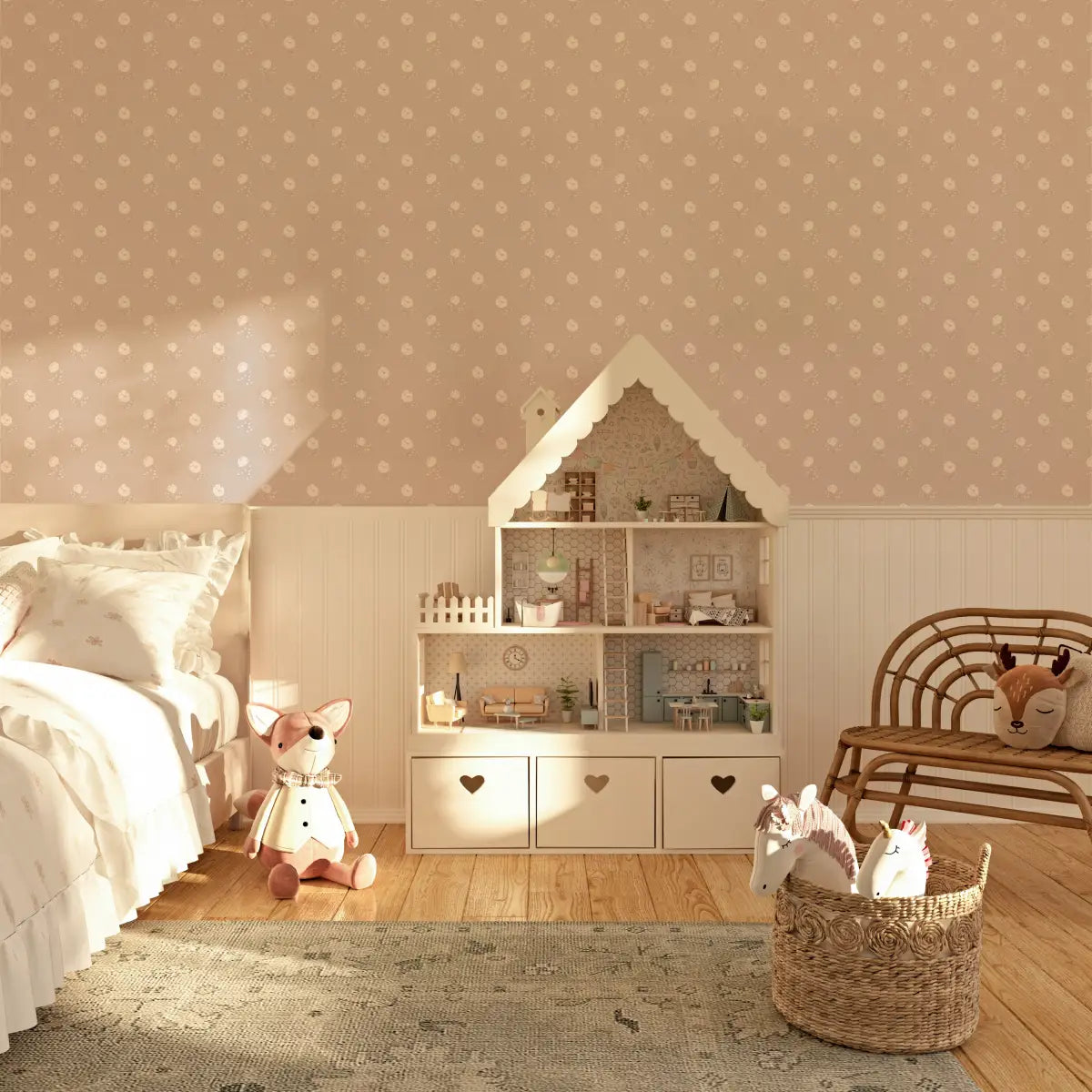 Elle Wallpaper - Flower Dots - by Ali Anni - Loomwell Home Goods