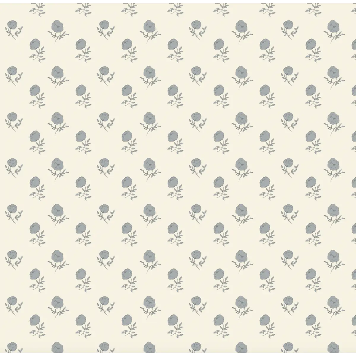 Elle Wallpaper - Flower Dots - by Ali Anni - Sample 1 foot by 1 foot / Cream and Blue - Loomwell Home Goods