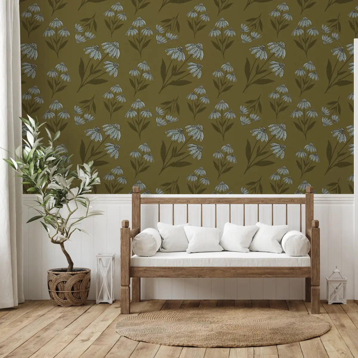 Ellery Wallpaper - Coneflowers - by The Feral Flower - Loomwell Home Goods