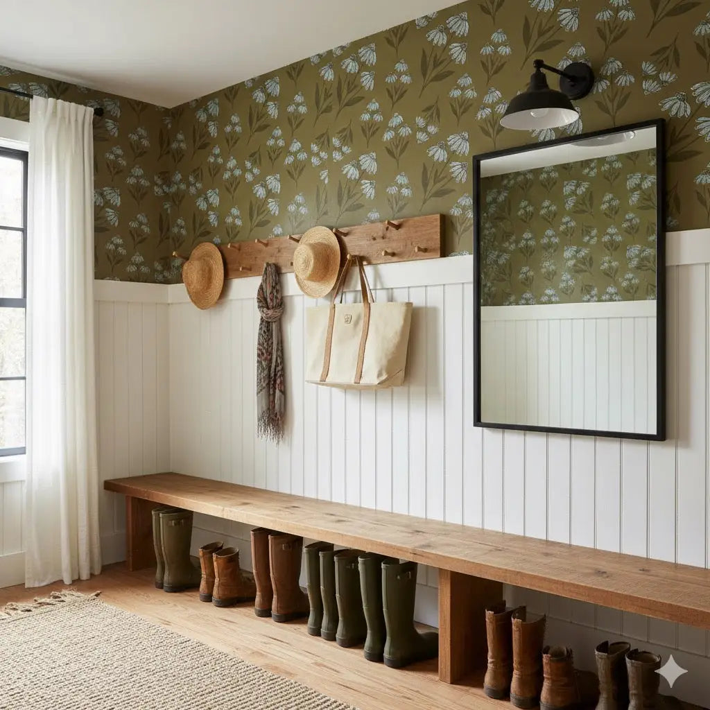 Ellery Wallpaper - Coneflowers - by The Feral Flower - Loomwell Home Goods