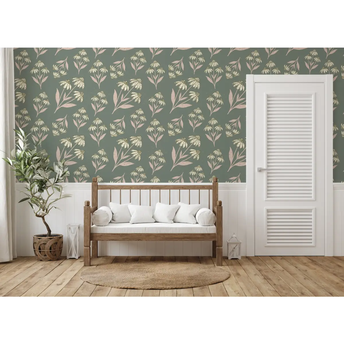 Ellery Wallpaper - Coneflowers - by The Feral Flower - Loomwell Home Goods