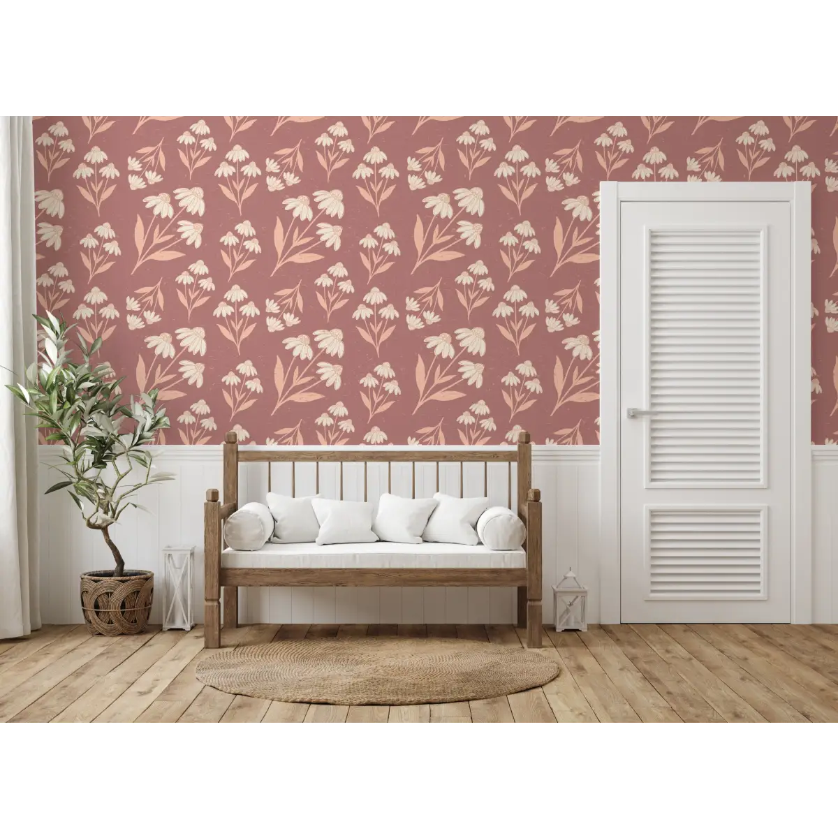 Ellery Wallpaper - Coneflowers - by The Feral Flower - Loomwell Home Goods