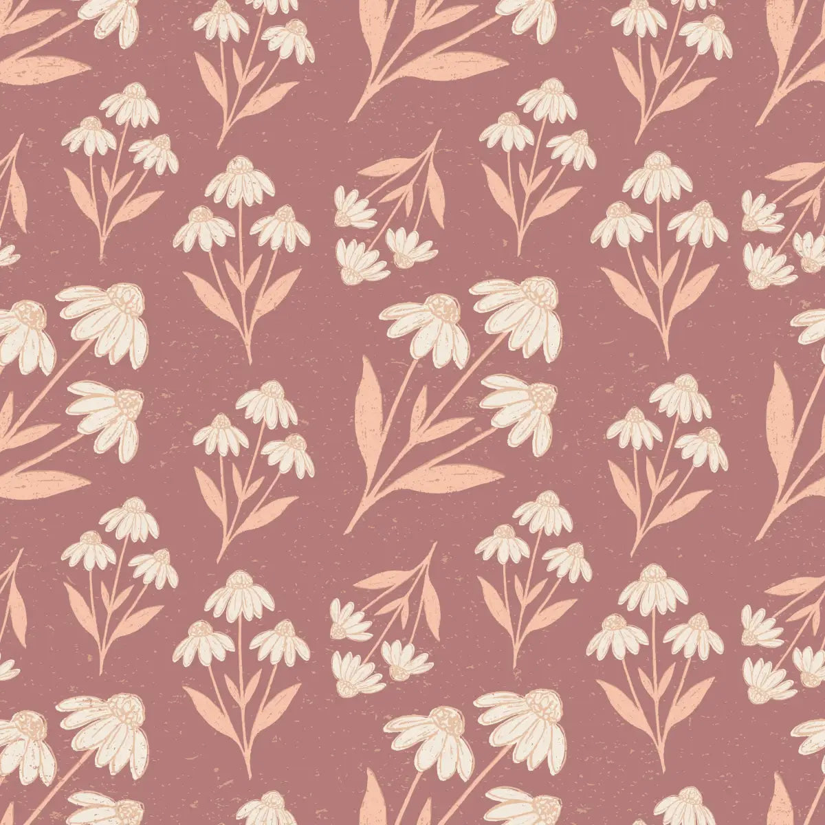 Ellery Wallpaper - Coneflowers - by The Feral Flower - Sample 1 foot by 1 foot / Peach - Loomwell Home Goods