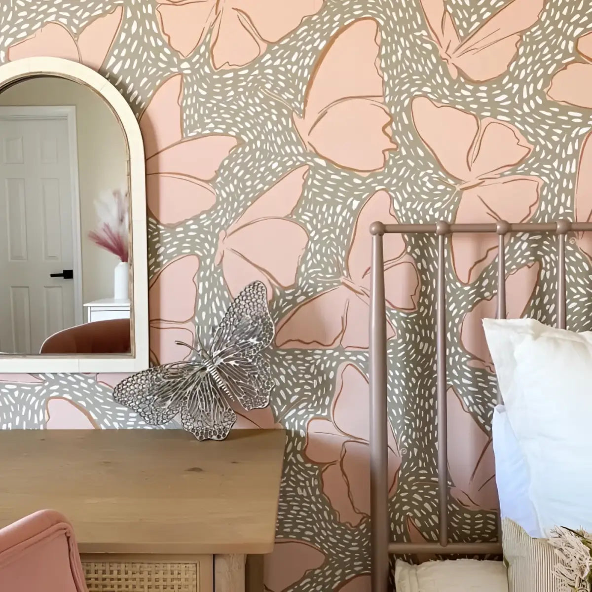 Ellie Wallpaper - Soft Butterflies - by Hufton Studio - Loomwell Home Goods