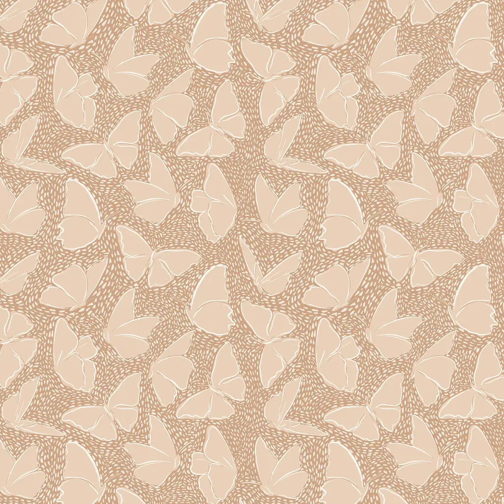 Ellie Wallpaper - Soft Butterflies - by Hufton Studio - Sample 1 foot by 1 foot / Mauve / Large Scale - Loomwell Home