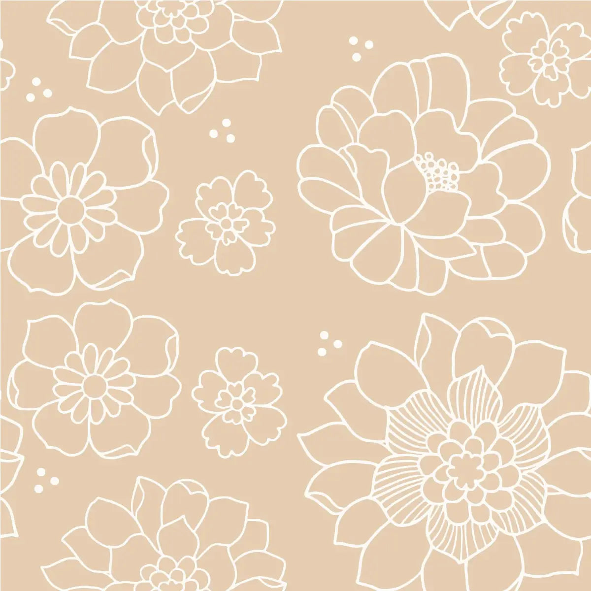 Ellis Wallpaper - Large Line Drawing Flowers - by Indy and Pippa - Sample 1 foot by 1 foot - Loomwell Home Goods
