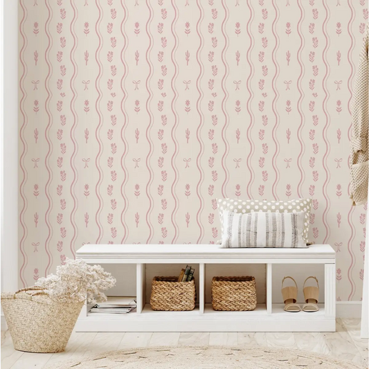 Ellyn Wallpaper - Sweet Wavy Cottage Stripe - by Danielle Chandler Design - Loomwell Home Goods