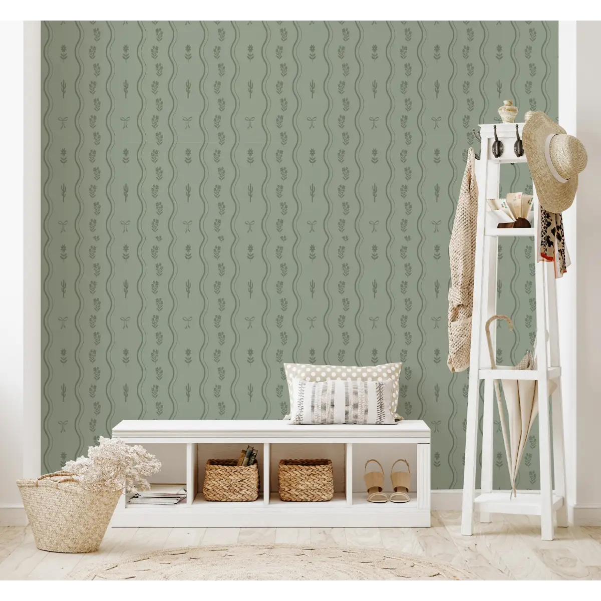 Ellyn Wallpaper - Sweet Wavy Cottage Stripe - by Danielle Chandler Design - Loomwell Home Goods