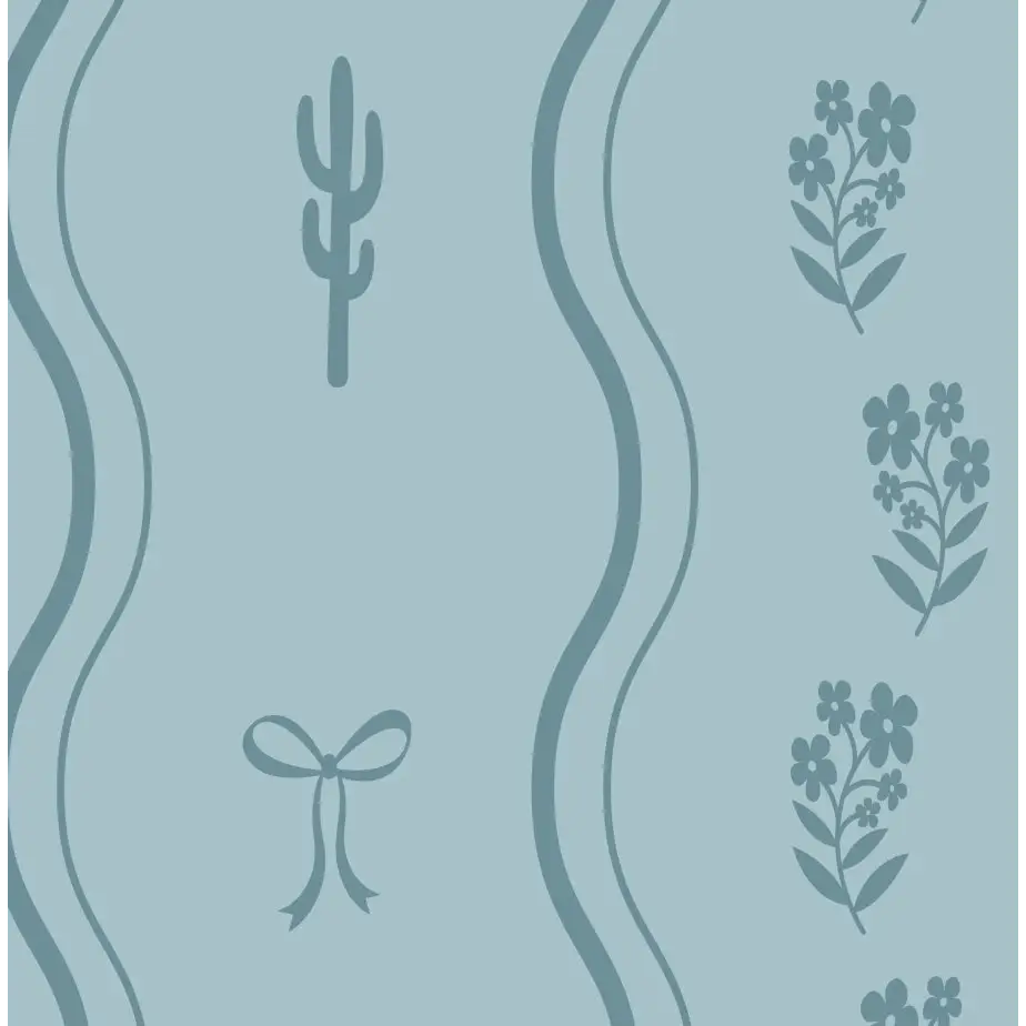 Ellyn Wallpaper - Sweet Wavy Cottage Stripe - by Danielle Chandler Design - Sample 1 foot by 1 foot / Blue - Loomwell