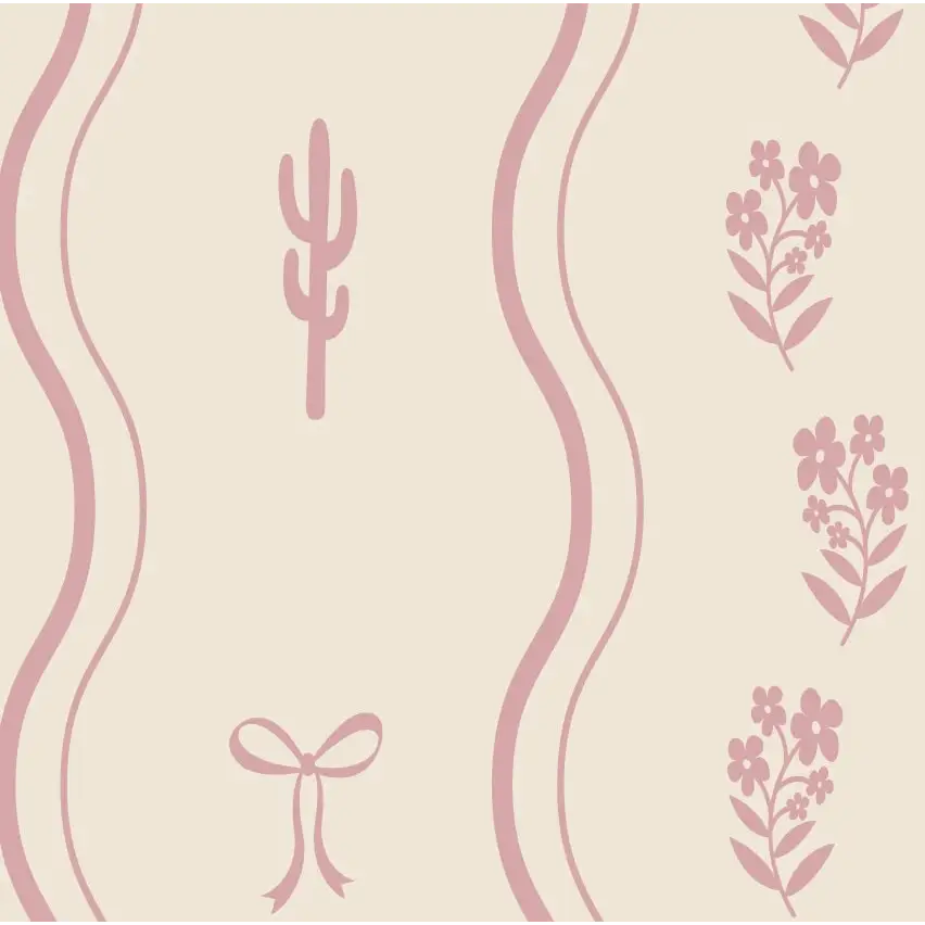 Ellyn Wallpaper - Sweet Wavy Cottage Stripe - by Danielle Chandler Design - Sample 1 foot by 1 foot / Cream and Pink