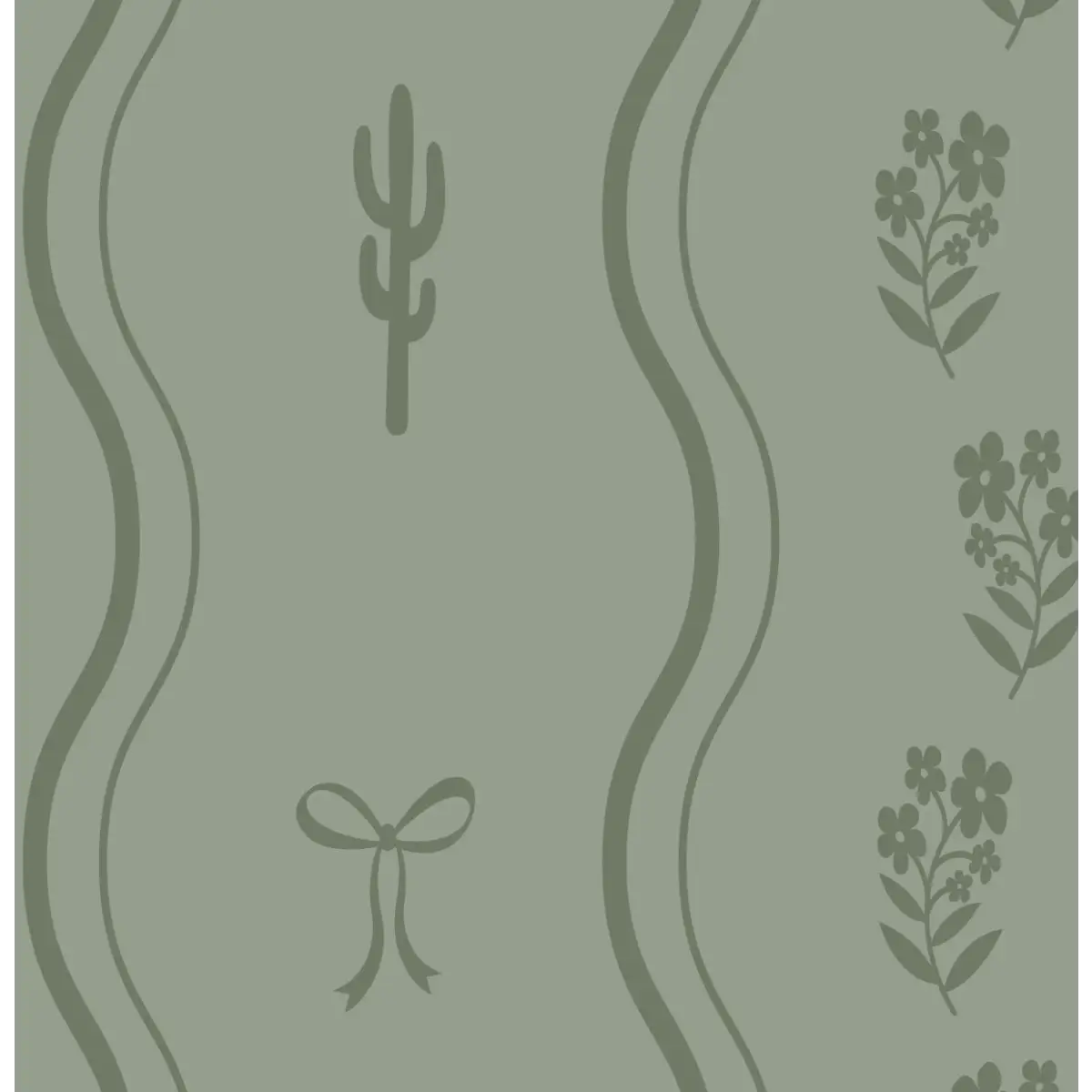 Ellyn Wallpaper - Sweet Wavy Cottage Stripe - by Danielle Chandler Design - Sample 1 foot by 1 foot / Sage - Loomwell