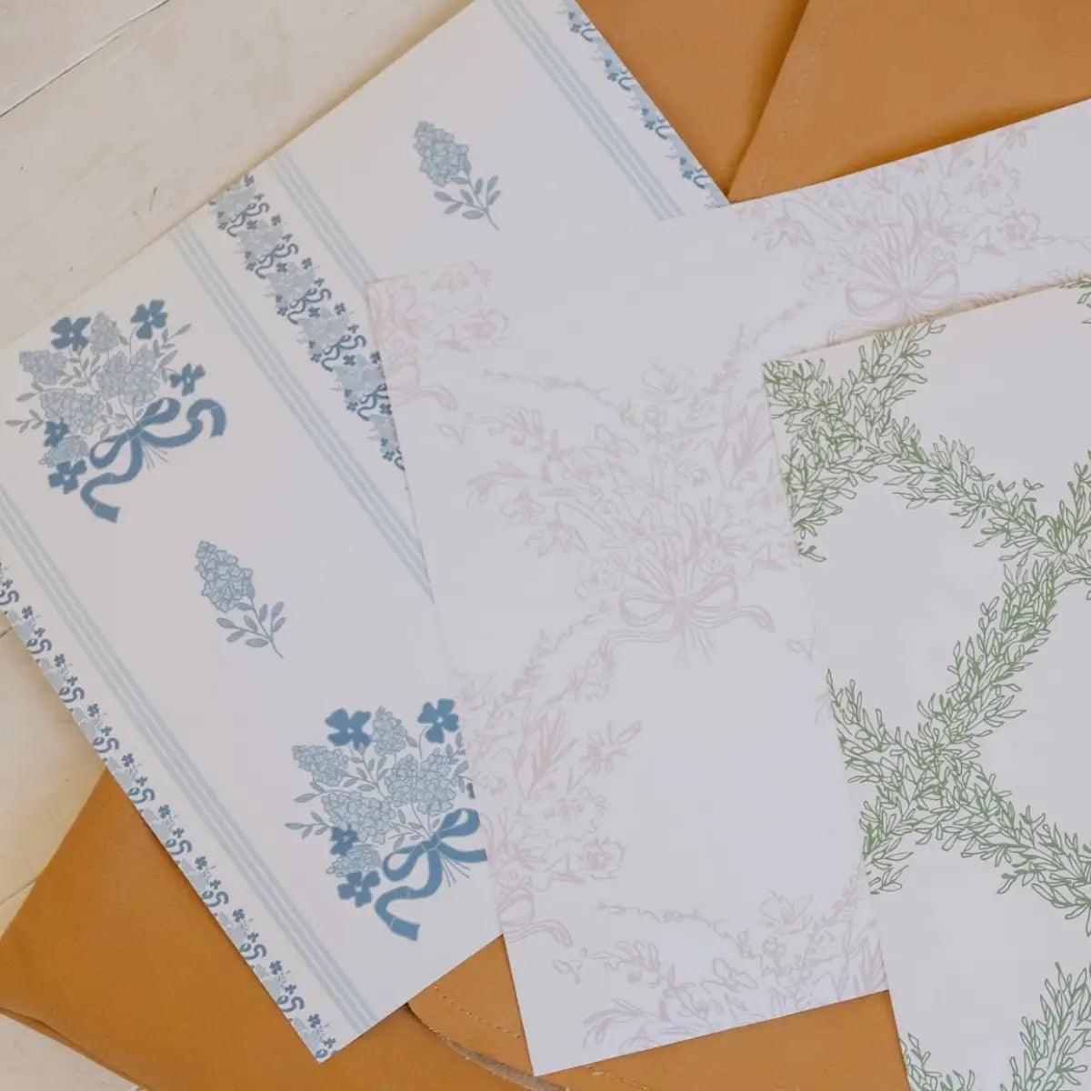 Elodie Wallpaper- Blue Floral Stripe - by Pepper Design - Loomwell Home Goods