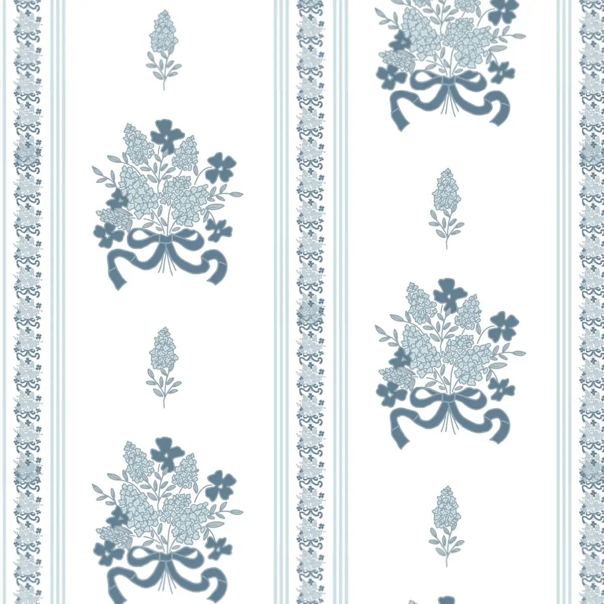 Elodie Wallpaper- Blue Floral Stripe - by Pepper Design - Sample 1 foot by 1 foot / Blue - Loomwell Home Goods