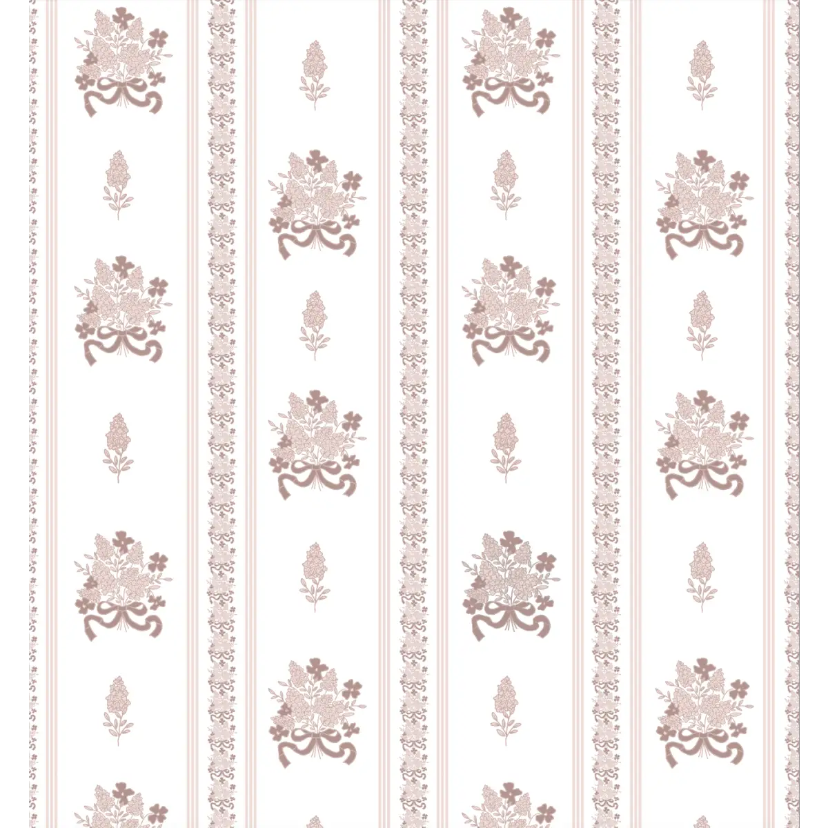 Elodie Wallpaper- Blue Floral Stripe - by Pepper Design - Sample 1 foot by 1 foot / Pink - Loomwell Home Goods