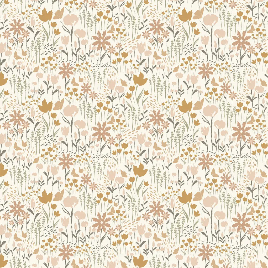 Eloise Wallpaper - Sweet Meadow - by Hufton Studio - Sample 1 foot by 1 foot / White - Loomwell Home Goods