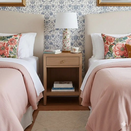 Elowyn Wallpaper - Blue Flower Line Drawings - by Kathryn Therese - Loomwell Home Goods