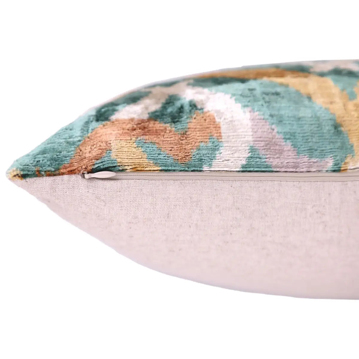 Luxury Velvet Pillow – Emerald & Gold Ikat Square 16x16 - Canvello