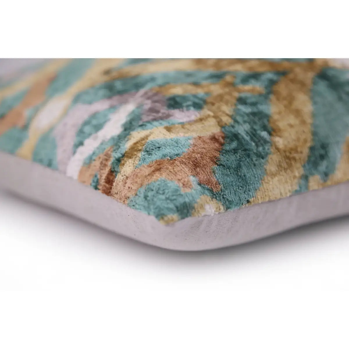 Luxury Velvet Pillow – Emerald & Gold Ikat Square 16x16 - Canvello