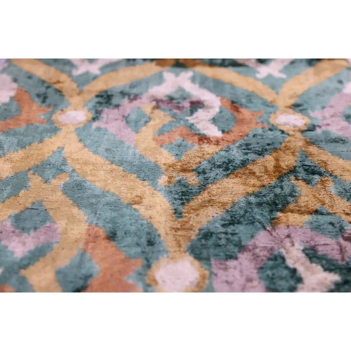 Luxury Velvet Pillow – Emerald & Gold Ikat Square 16x16 - Canvello