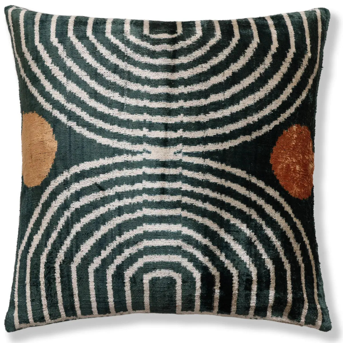 Emerald Green & Geometric Arch Silk Velvet Pillow - 20’’ x 20’’ - Canvello