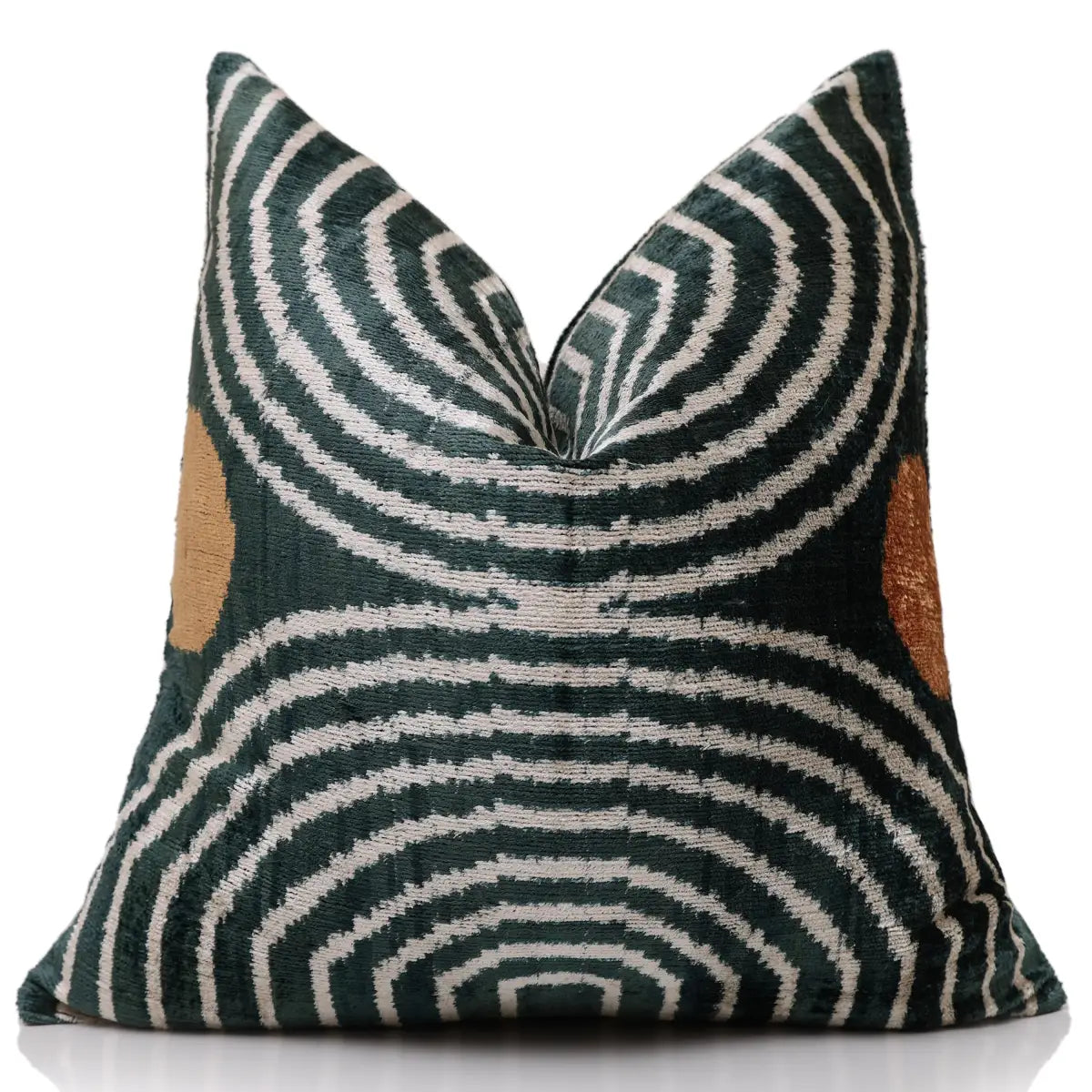 Emerald Green & Geometric Arch Silk Velvet Pillow - 20’’ x 20’’ - Canvello