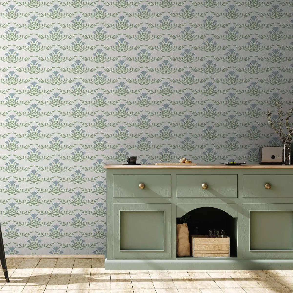 Emily Wallpaper - Horizontal Floral Stripes - by Heights Design Studio - Loomwell Home Goods