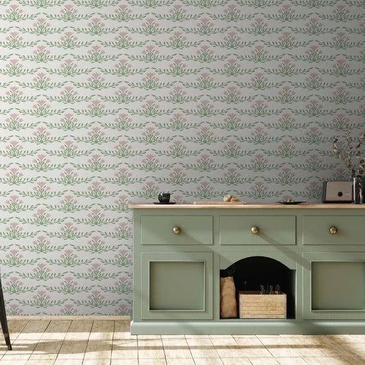 Emily Wallpaper - Horizontal Floral Stripes - by Heights Design Studio - Loomwell Home Goods