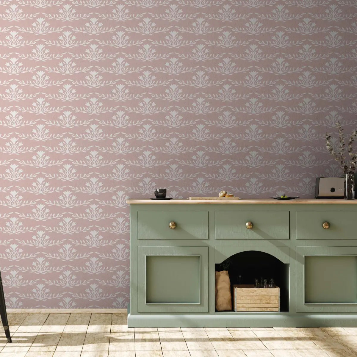 Emily Wallpaper - Horizontal Floral Stripes - by Heights Design Studio - Loomwell Home Goods