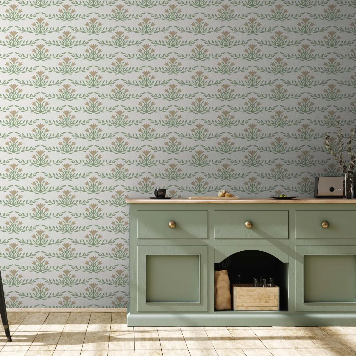 Emily Wallpaper - Horizontal Floral Stripes - by Heights Design Studio - Loomwell Home Goods
