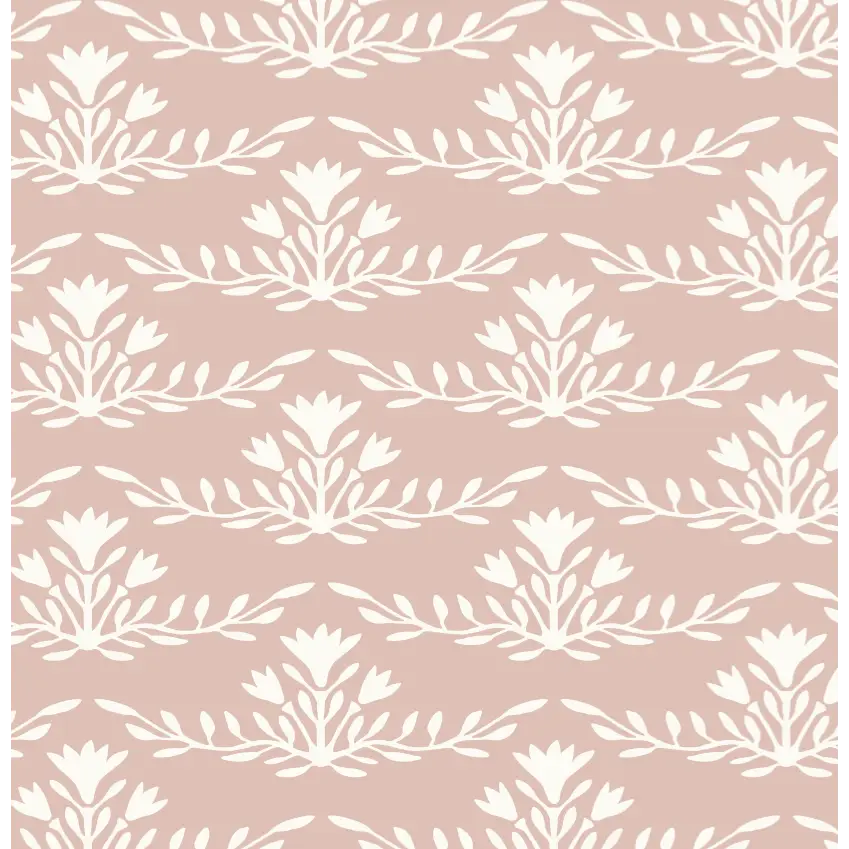 Emily Wallpaper - Horizontal Floral Stripes - by Heights Design Studio - Sample 1 foot by 1 foot / Blush - Loomwell