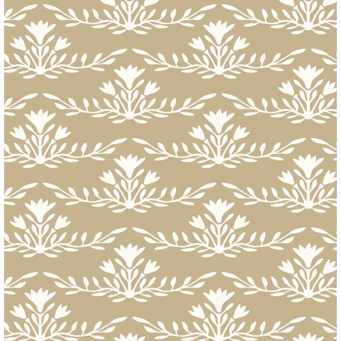 Emily Wallpaper - Horizontal Floral Stripes - by Heights Design Studio - Sample 1 foot by 1 foot / Mustard - Loomwell