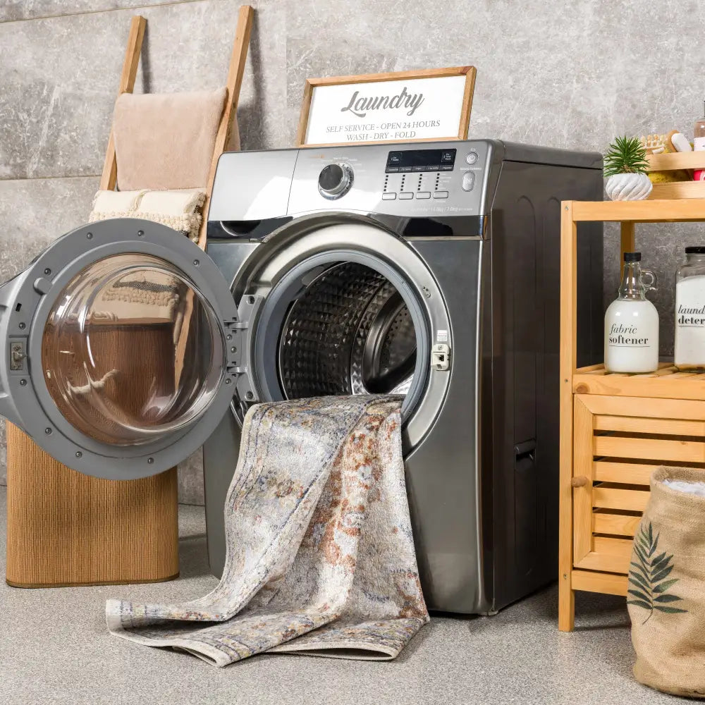 Emke Cream Washable Area Rug - Boutique Rugs