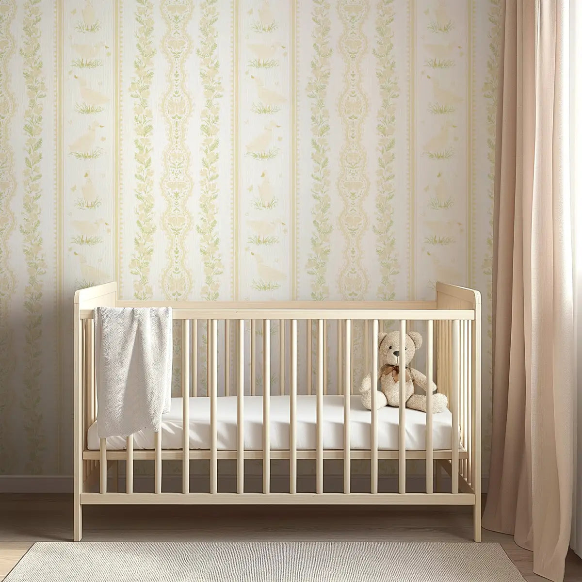 Emmie Wallpaper - Pastel Stripes with Ducks for Kids - by RNM Arts - Loomwell Home Goods