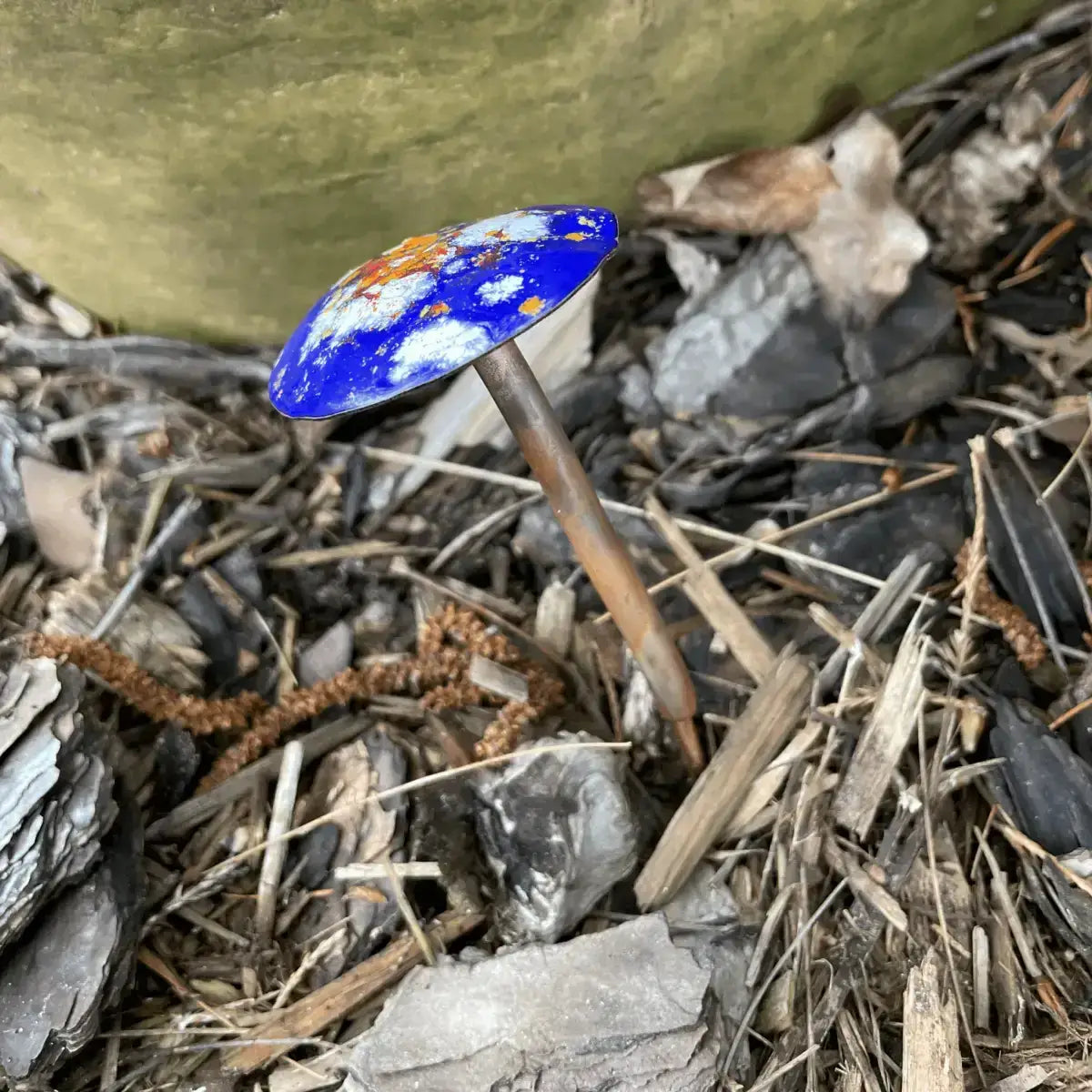 Enamel Copper Mushroom for Garden - choice of color - Blue - Clever Goods by Annabelle Noel Designs