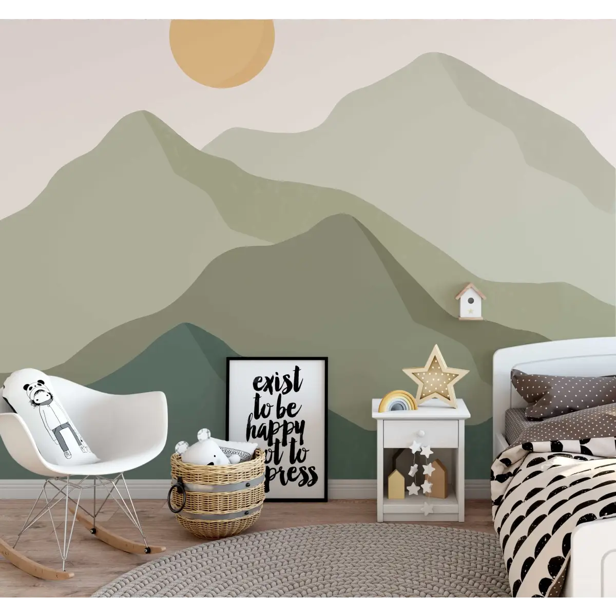 Ender Wallpaper Mural - Mountains and Sun - by Frost Designs - Loomwell Home Goods