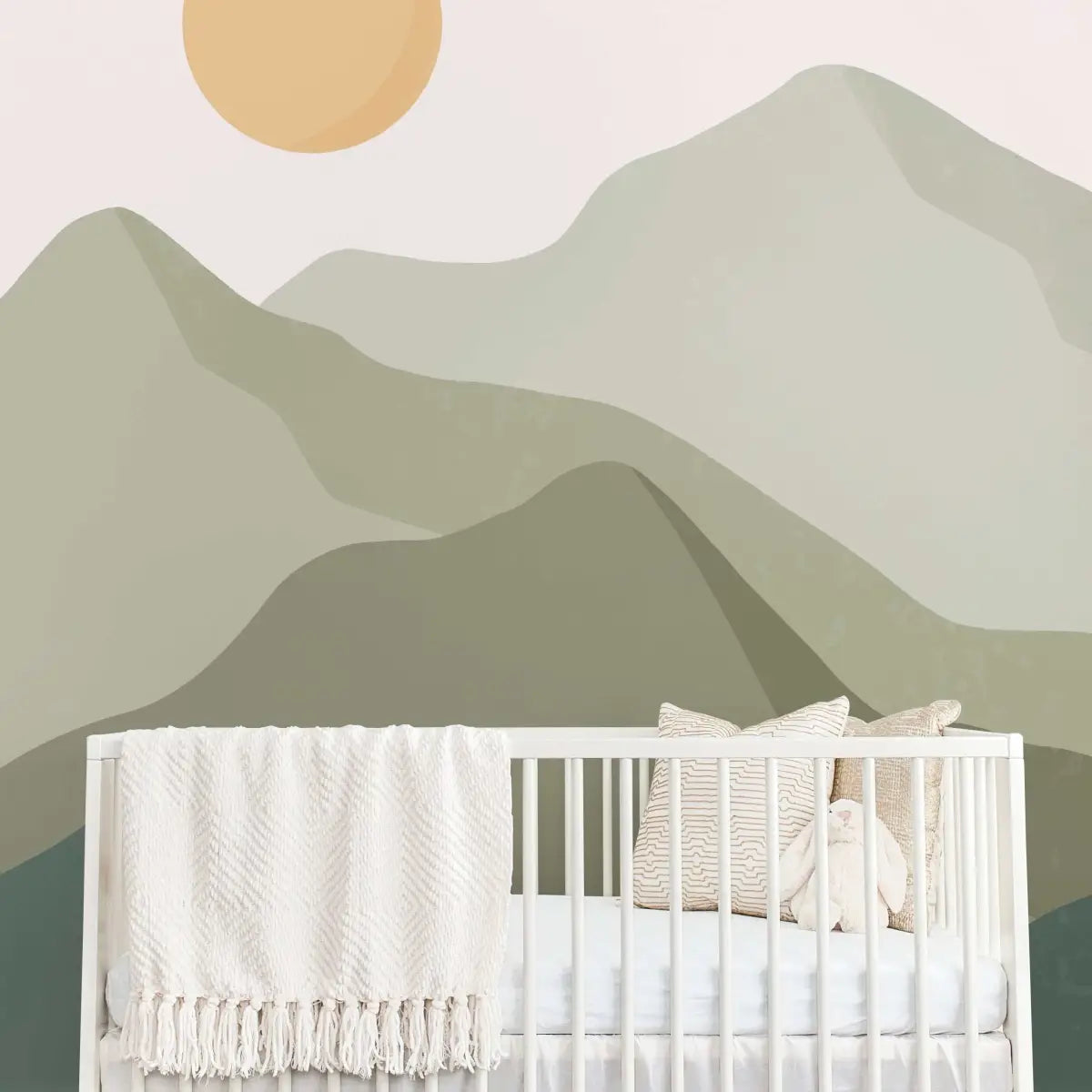 Ender Wallpaper Mural - Mountains and Sun - by Frost Designs - Sample 1 foot by 1 foot - Loomwell Home Goods